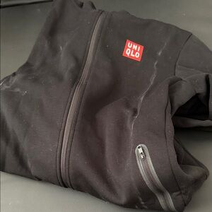 Uniqlo Black Zip-Up Hoodie with Red Logo
